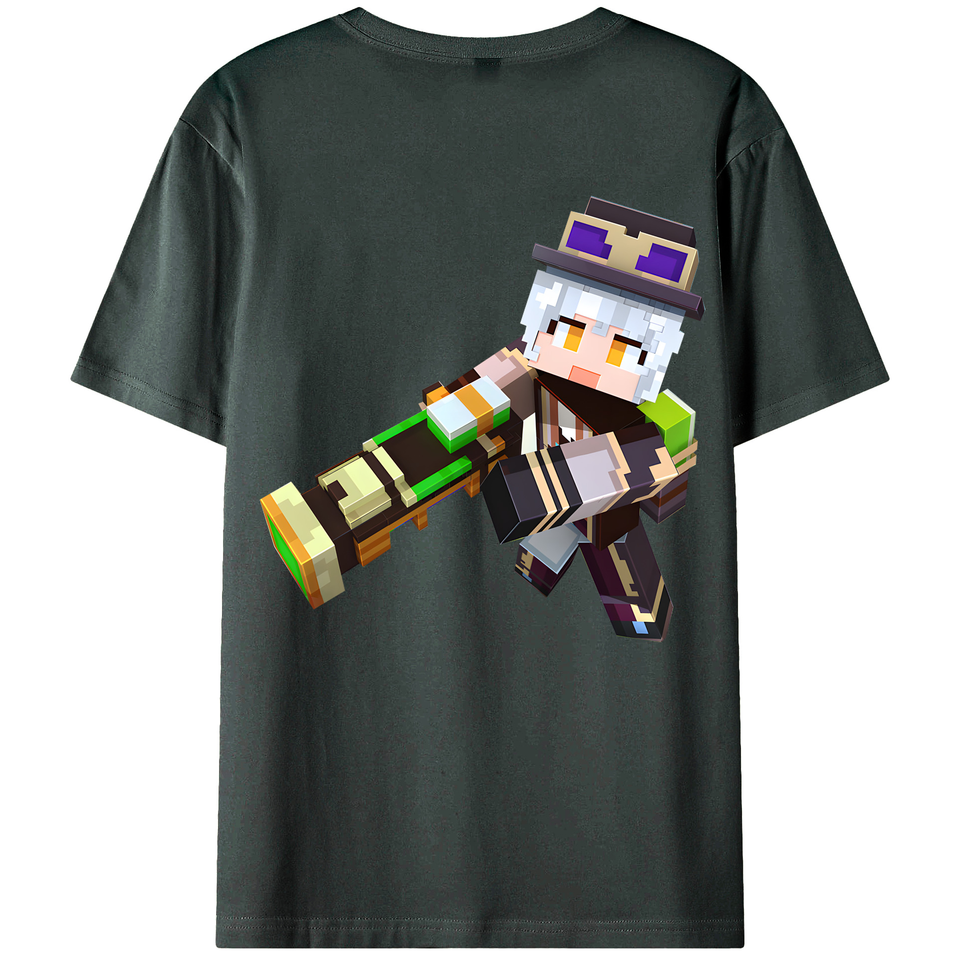 （画像用） マインクラフト ブロックの世界 Minecraft MC Block world 綿100％ メンズ半袖Tシャツ（バックプリント） 通気性